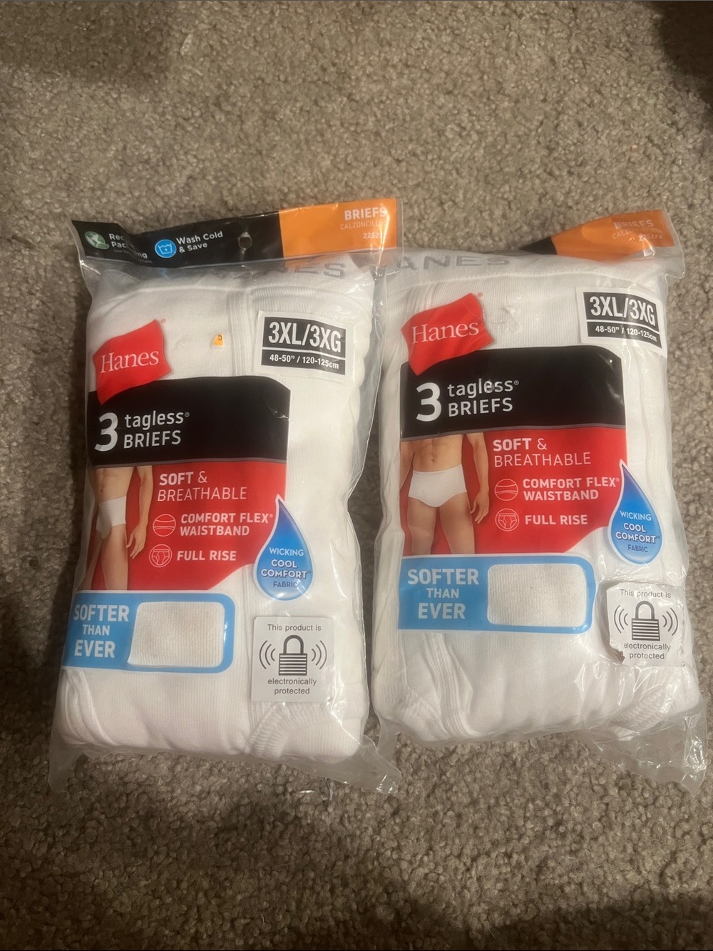 Hanes White 3-Pack Tagless Men's Briefs (3XL)